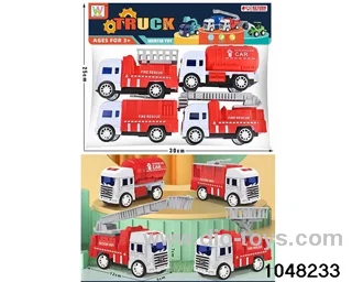 Inertia fire truck (four pack) in PP bag with header