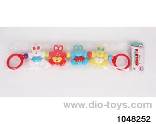 Baby pulls rabbit with four hands in poly bag header