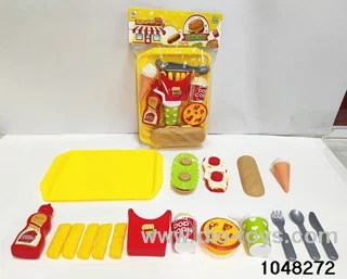 Assembled grilled hamburger combination in PP bag with header