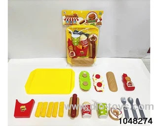 Assembled grilled hamburger combination in PP bag with header