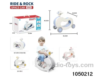 2 in 1 free wheel space car&rocking horse