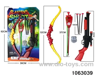 Bow and arrow + softball gun in blister