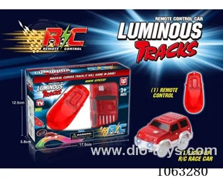 RC glow-in-the-dark assembly rail car