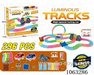 Glow-in-the-dark assembly rail car