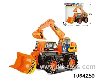 Skidding construction vehicle in PP bag with header