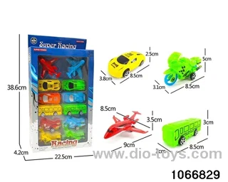 Pull Back Racing Bus Motorcycle Airplane Puzzle (12pcs) in window box