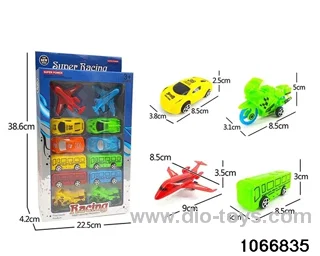 Pull Back Racing Bus Motorcycle Airplane Puzzle in window box