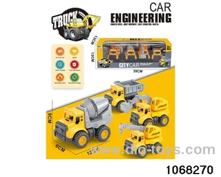 4pcs Inertial Engineering Vehicle in window box