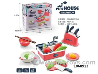 KITCHEN SET (KNIVES, WASH BASINS) - RED VERSION