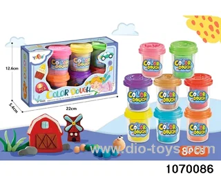 Colorful clay toys in window box