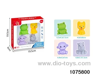 Baby Soft Rubber Animal Set（4pcs）in window box