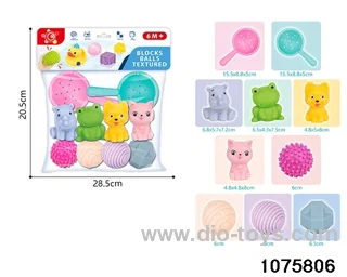 Baby Soft Rubber Animal Set（10pcs）in PP bag with header