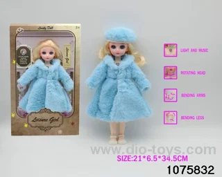 12 inch 15 jointed musical light up doll in window box