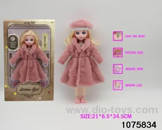 12 inch 15 jointed musical light up doll in window box