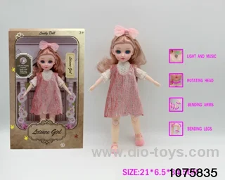 12 inch 15 jointed musical light up doll in window box