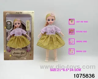12 inch 15 jointed musical light up doll in window box
