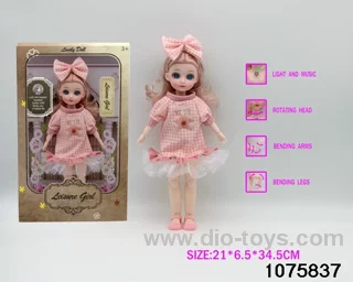 12 inch 15 jointed musical light up doll in window box