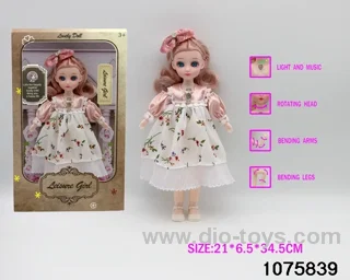 12 inch 15 jointed musical light up doll in window box