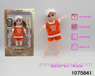 12 inch 15 jointed musical light up doll in window box