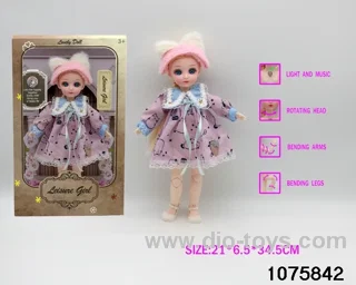 12 inch 15 jointed musical light up doll in window box