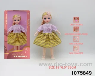 12 inch 15 jointed musical light up doll in window box