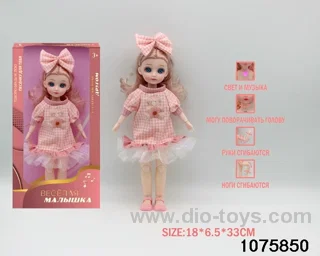 12 inch 15 jointed musical light up doll in window box