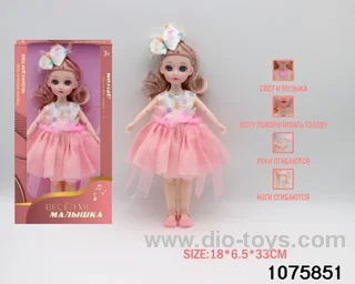 12 inch 15 jointed musical light up doll in window box