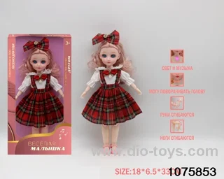 12 inch 15 jointed musical light up doll in window box
