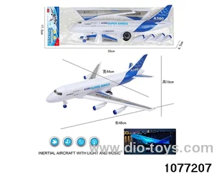 Inertial airliner with lights and sounds in PP bag with header