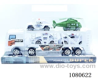 Inertia tractor police car (with 2 scooters, 1 pull-back car and 1 pull-back helicopter)