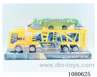 Inertia tractor (yellow/blue) (with 1 dinosaur pull-back, 2 scooters)