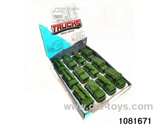 Pull back military vehicle in display box