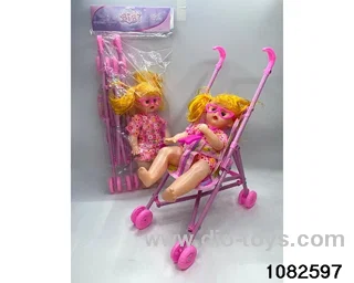 45cm Pushchair with girl doll in poly bag header