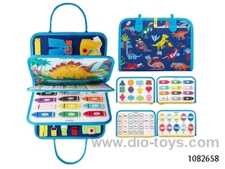 5 page dinosaur busy board in PE bag