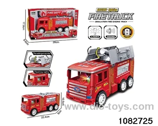 Electric lighted fire truck in display box