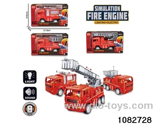 Electric fire trucks in window box