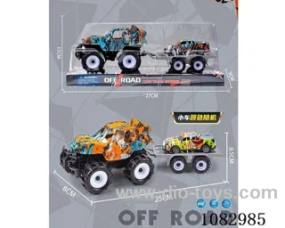 Inertial graffiti racer towing a pull-back alloy trolley