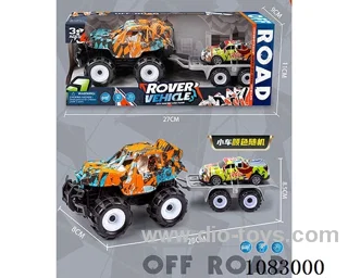 Inertial graffiti racer towing a pull-back alloy trolley