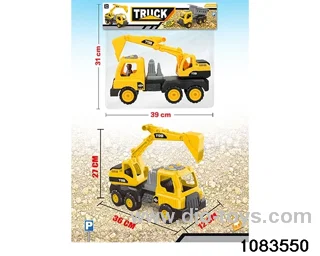 Skidding construction vehicle in PP bag with header