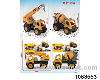 Skidding construction vehicle in PP bag with header