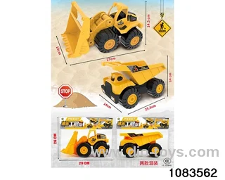 Skidding construction vehicle in PP bag with header