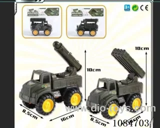 Two hybrid mini bagged missile trucks