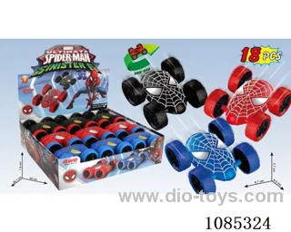 Spider-man four-wheel Drive Inertia Double-sided Skip Stunt Car (18PCS)