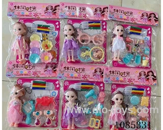 doll with Accessory painting set Six mixed