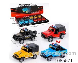 1：36 Alloy car model open door pull back off-road police car four mixed (lighting and music)