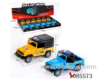 1：36 Alloy car model door pull back off-road police car two mixed (light and music)