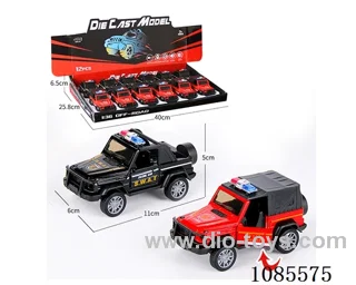 1：36 Alloy car model door pull back off-road police car two mixed (light and music)