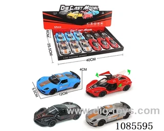 1：36 Alloy Model 3 Open Door Pull-back Sports Car 2 4-color mixed (sound & Light version)