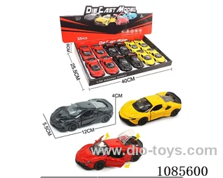 1：36 Alloy Model 3 Open Door Pull-back Sports Car 3 Colors mixed (Sound & Light version)