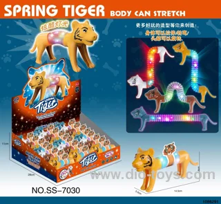 Lighted retractable tiger in display box